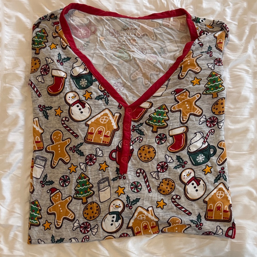 Little Sleepies Festive Gray Pajama Top